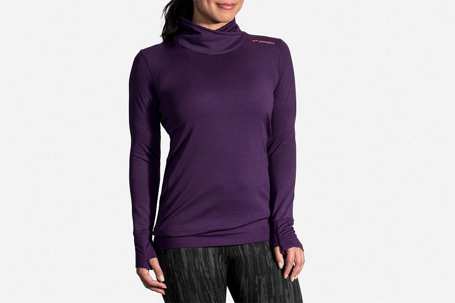 Brooks Notch Women Clothing & Long Sleeve Running Shirt Purple ZPI318064